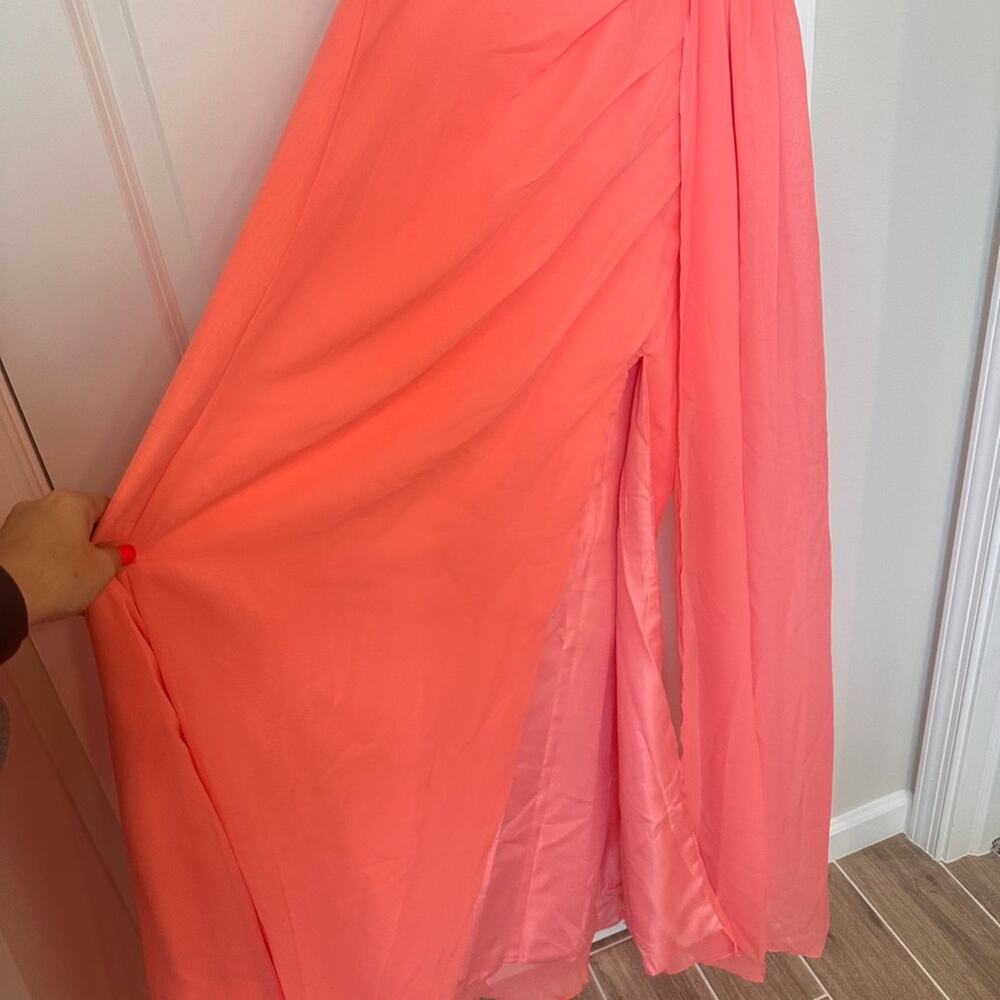 Chiffon Coral Evening Gown - Picture 8 of 10